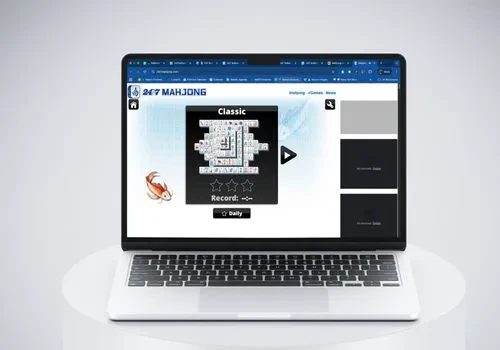 A laptop screen showing mahjong game for Windows 10 from 247 Mahjong