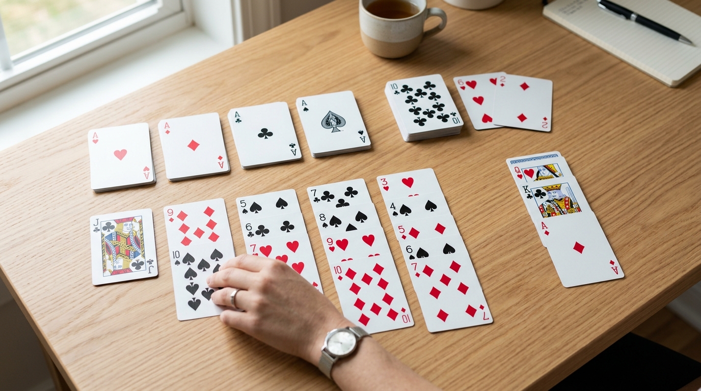 Draw three solitaire strategy illustration for 3 Card Solitaire